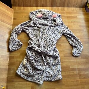 Top gal cheetah hooded robe with ears, size 8 girls , nwt